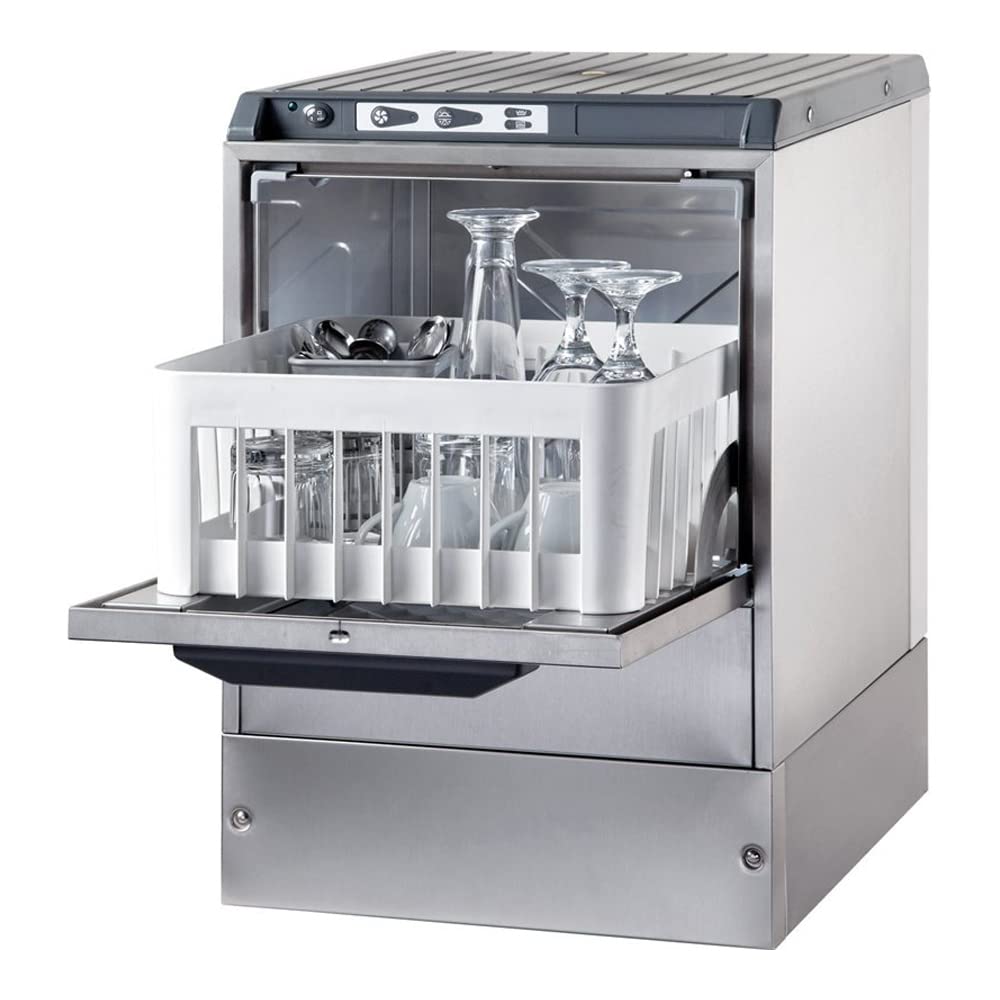 Stalwart 3500BTDD Commercial Glasswasher 800-1000 Glasses/Hour 350mm Basket Gravity Drain Detergent Pump 13A Omniwash