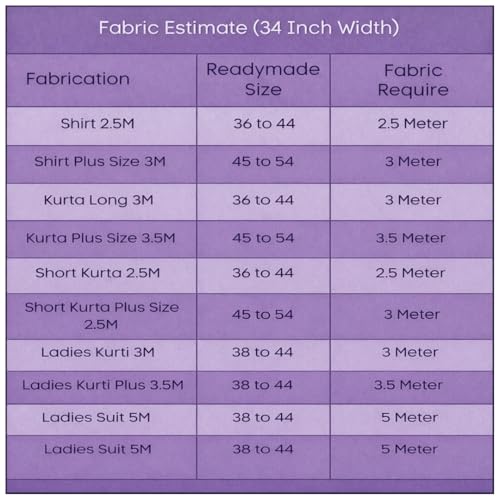 Image of Cotton Fabric Material for Men and women (3.5 Meter, Purple), Solid