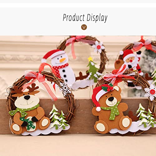 Merry Christmas Wreath Rattan Wreaths For Front Door Hanging Wreath Xmas Ornament Garland For Indoor/Outdoor House Decorative Pendant (Reindeer Snowman Bear Large Outdoor Wreath (D, One Size) #TOP6