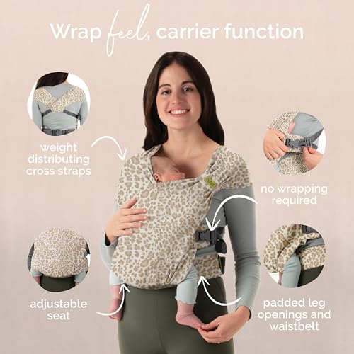 Image of Boba Bliss Pre-Wrapped Baby Carrier with Buckle - Newborn to 7-35 lbs Light, Breathable & Easy to Adjust Hybrid Infant Sling & Toddler Carrier - Certified Hip-Healthy for 0-18 Months - Sand Leopard