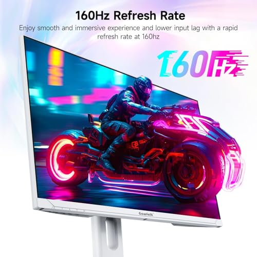 Gawfolk 27 Zoll 4K Gaming Monitor IPS, PC Bildschirm 160Hz UHD 3840 x 2160p, Computermonitors for Home & Office, HDMI 2.1, DP 1.4，weiß 4