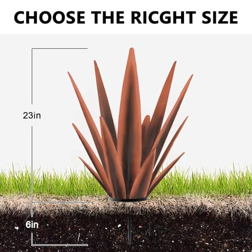 Image of TOMBABY Enlarge Metal Plants Tequila Rustic Sculpture, Outdoor Patio Yard, Home Decor Hand Painted Agave Garden Statue, Outdoor Lawn Ornaments Yard Stakes for Mom Gift (1 Large coppery)