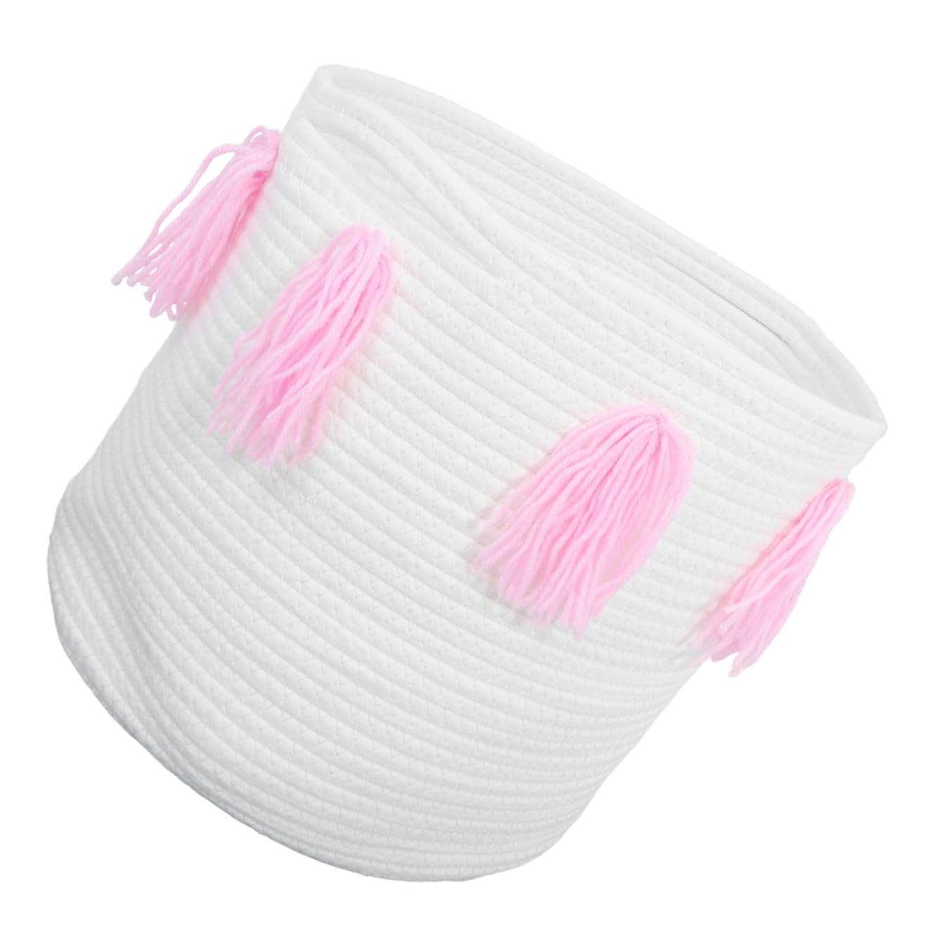 Cesta de almacenamiento con borlas para organizar espacios pequeños