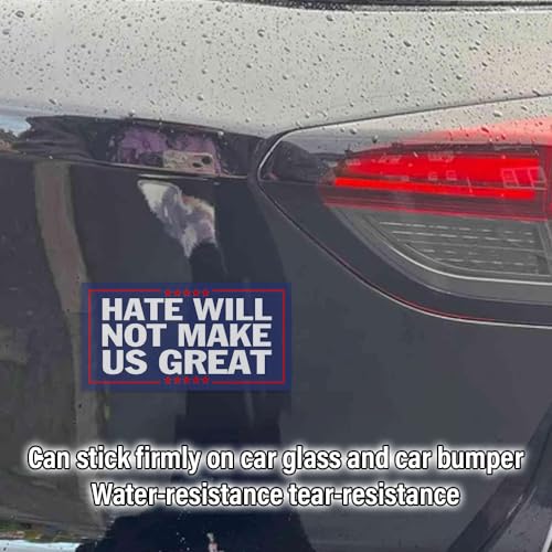 Image of [7.5 inch x 3.75 inch] Hate Will Not Make Us Great Vinyl Decal Bumper Wall Laptop Window Sticker Political Decals Flag Vinyl Stickers Election Voted Decal Gift for Men and Adults Car Decoration
