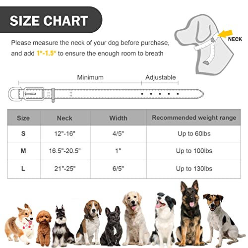 Joyeeiioo Dog Leather Collar-For Small Medium Large Dogs-Soft Padded Pet Collar-Adjustable Puppy Collars-Breathable & Heavy Duty-Classic Handmade- Strong & Durable (Beige, M) #TOP5