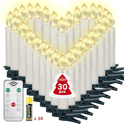 Soontrans 30er-Set LED Kabellose Christbaumkerzen mit Batterien,...