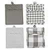 DII Gingham Check Kitchen Collection, Gray, Potholder Set DII Gingham Check Kitchen Collection, Gray, Potholder Set
