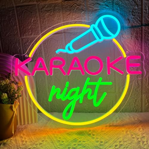 Image of Karaoke Night Neon Sign Dimmbale Karaoke Neon Light for Music Room Decor