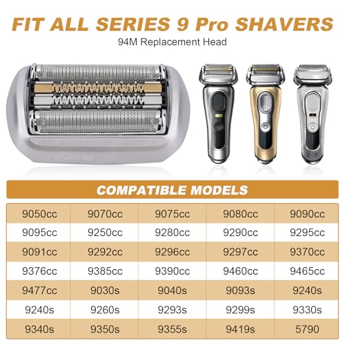 Image of Series 9 94M Electric Shaver Replacement Head: Replacement Heads for Braun Series 9 S9 and 9 Pro Shavers 9290cc 9291cc 9370cc 9293s 9385cc 9390cc 9330s