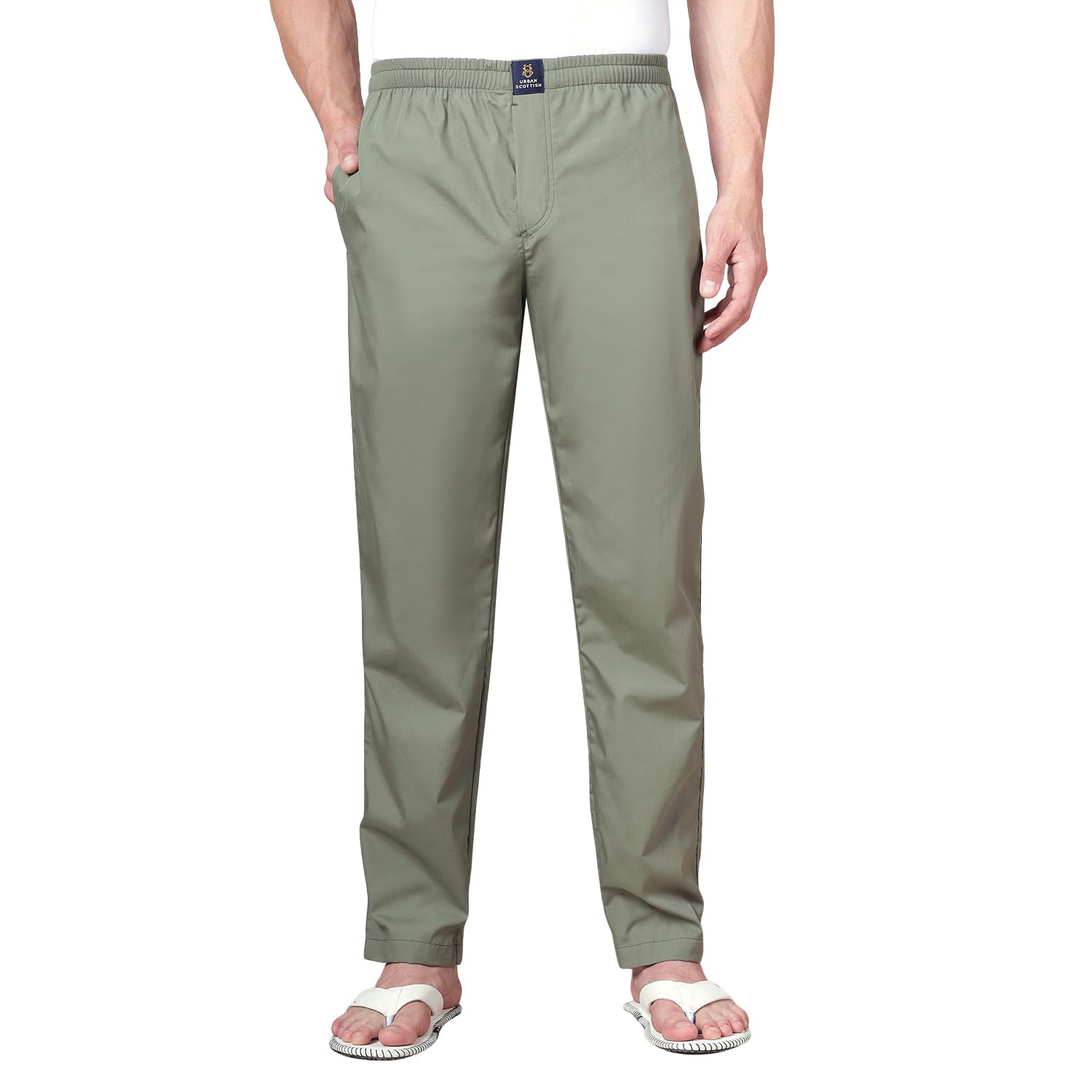 urban scottish Men's Cotton Olive Pyjama Regular Fit with Side Pockets-picture-26