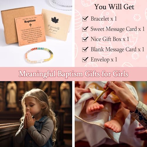 Image of Baptism Gifts for Girls- Baptism Cross Bracelet Christening Decorations Jewelry Gifts for Kids Goddaughter Daughter Granddaughter