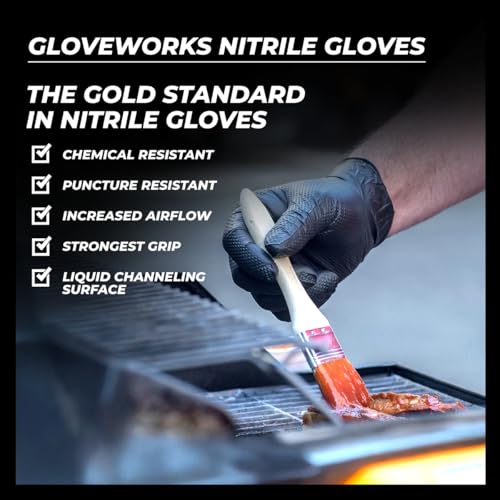 GLOVEWORKS HD Black Nitrile Disposable Gloves, XX-Large, 6 Mil, Latex-Free, Raised Diamond Textured Grip, 2 Boxes of 100 - Thumbnail 5