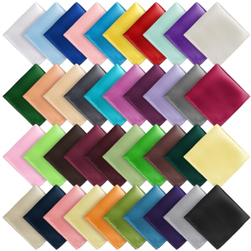 Newcotte 40 Pcs Pocket Squares for Men Assorted Solid Color Handkerchief Suit Pocket Handkerchief Soft Pocket Square Hanky for Party Wedding Accessories 8.6 x 8.6 Inch