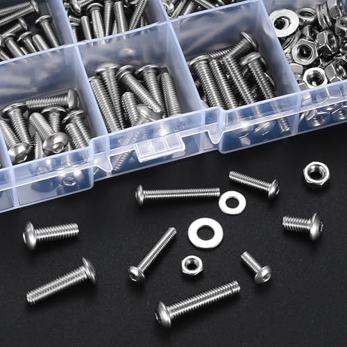 qxayxa 324 Pcs Metric Screw Assortment Kit, Metric Screws Bolts and Nuts and Washers Set, M3 M4 Hex Button Socket Head Cap Screws Nuts and Bolts and Flat Washers, Hex Socket Head Machine Screws - Image 3