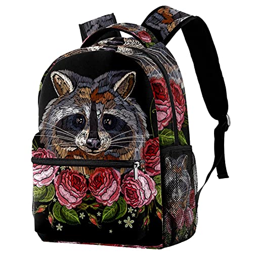 Sac à dos de voyage raton laveur avec porte-bouteille pour enfants