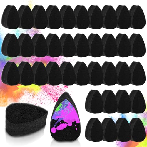 Wanmu 25Pcs Face Paint Sponge High Density, Face Painting Supplies, Petal Painting Sponge, Water Droplet Shape Makeup Use Paint Sponges, Black Sponges for Adults Art Work and Body Paintings