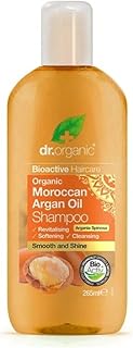 Dr Organic Moroccan Argan Oil Shampoo, Revitalising, Dry & Damaged Hair, Mens, Womens, Natural, Vegan, Cruelty-Free, Parab...