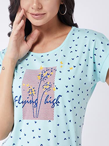 Image of Modeve Women Printed Cotton Blend Half Sleeve Round Neck T-Shirt for Summer