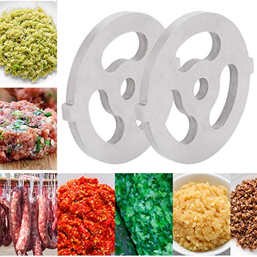 2Pcs Meat Grinder Blades Meat Grinder Plate Discs Stainless Steel Food Grinder Accessories Blade 304 Stainless Steel Cutting Plate 7Mm/0.3In Id For 5#/B Type Meat Grinder(2#) #TOP5