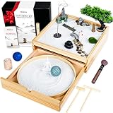 Hugbow Japanese Zen Garden Kit for Desk,Two-in-One Mini Zen Garden with Incense,26PCS Sand Tray Therapy Kit with 3 Stamp Spheres,Japanese Decor for Home&Office Desk and Meditation Therapy