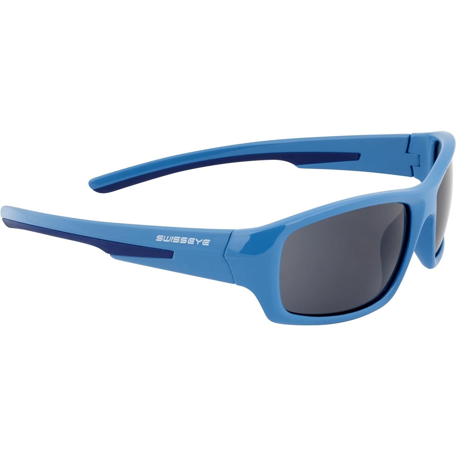 SWISSEYE Junior Sportbrille für Kinder (100% UVA-, UVB- und UVC-Schutz, kindergerechte Materialien (TPEE), Fassung aus Dupont, inkl. Mikrofaserbeutel), blue shiny/dark blue