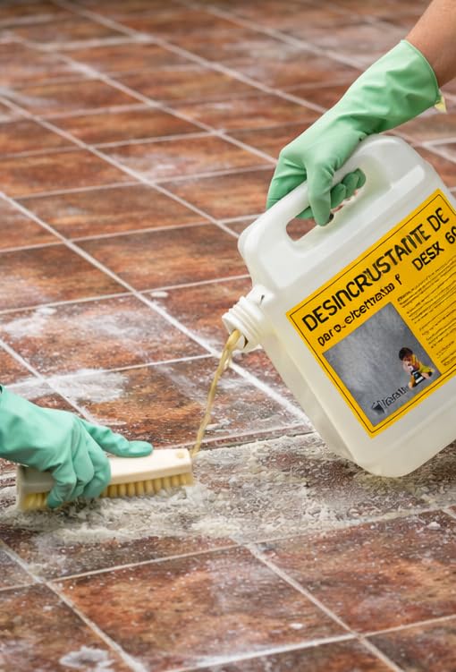 Detergente Desincrustante Ácido Limpiador de Cerámica, Granito, Piedra Natural, Elimina Restos de Cemento, Envase 5 Litros