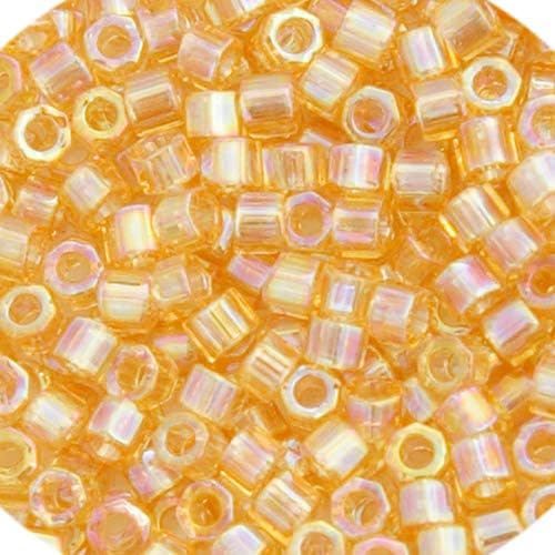 Miyuki Delica 15/0 Cut Light Amber Transparent AB - 5.2Gram Vial of Japanese Glass Beads