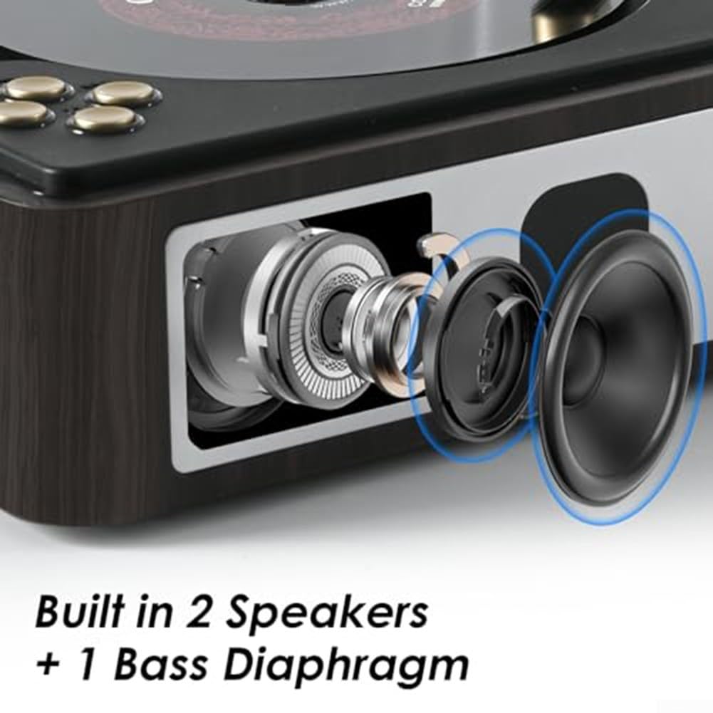 Radio CD, Boombox portatile con lettore CD, Boombox retrò, lettore CD BT5.0 retrò con batteria ricaricabile e doppi altoparlanti, 20 x 16,5 x 7 cm (marrone)