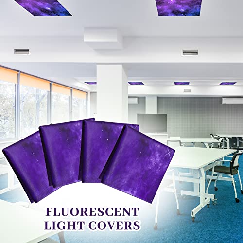 Image of Hortsun 4 Pack 4 x 2 Feet Fluorescent Light Covers, Magnetic Light Filters for Classroom Ceiling, Decorative Lights Shade for Office Home Hospital(Forest Galaxy)