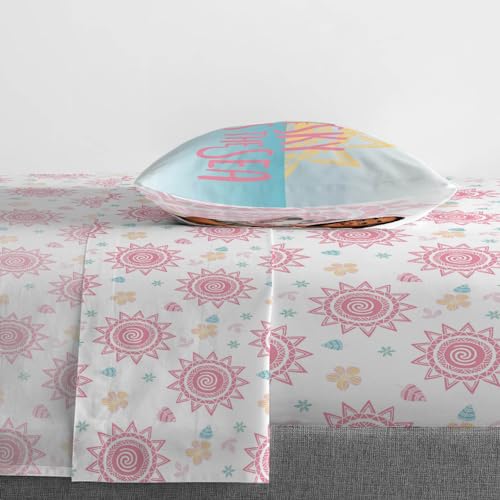 Image of Jay Franco Disney Moana Twin Comforter Set 5 Piece Kids Bedding for Girls | Bed in a Bag with Sheets and Sham, Pua and Hei Hei, Super Soft Microfiber, Machine Washable, All Season (Officially Licensed)