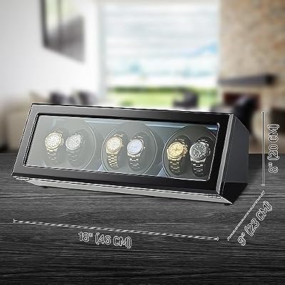 TIMECUBE Watch Winder for 6 Automatic Watches with LED Light and 15 Winding Programs