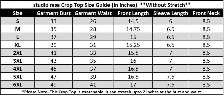 Image of studio rasa Women's Silk Blend Stretchable Crop Top for Festive Wedding Party