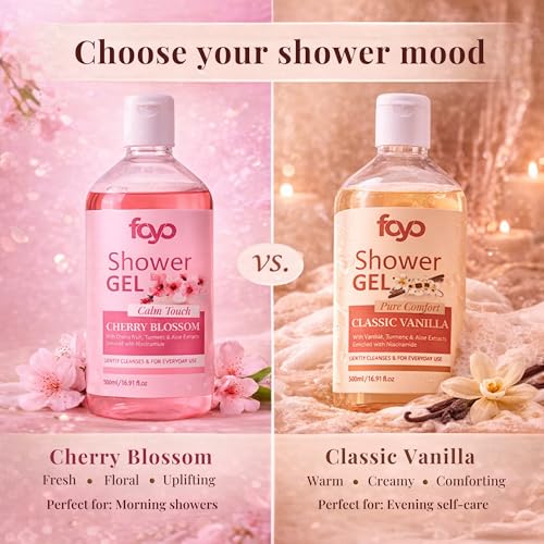 Image of FOYO Vanilla Body Wash 500ml | Hydrating Shower Gel with Niacinamide, Aloe & Glycerin | Gentle Cleanser for Soft, Smooth Skin | Warm & Creamy Fragrance | For Men & Women
