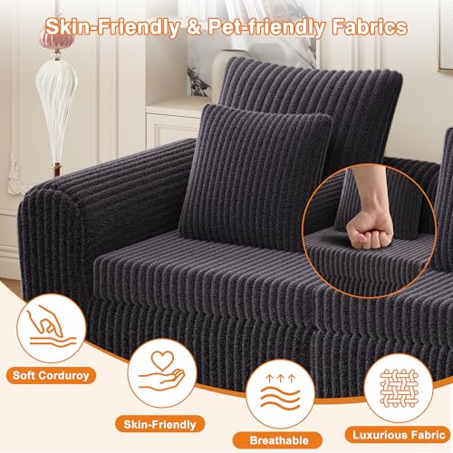 Image of Feonase Modular Sectional Sofa, Cloud Sectional Couch with Deep Seat, 106.3'Modern Modular U Shape Sofa Couch with Chaise, Upholstered Boneless Couches for Living Room Bedroom, Dark Grey