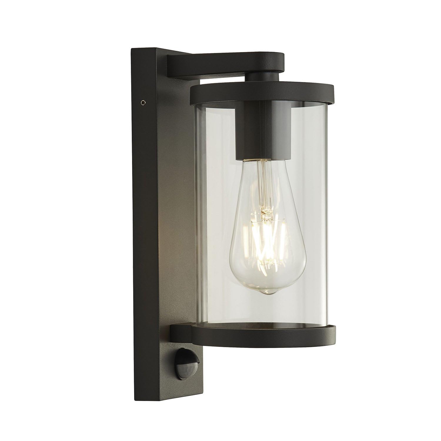 Searchlight Lighting Black Searchlight 1Lt Light Outdoor Wall Porch Light With Pir - With Clear Glass