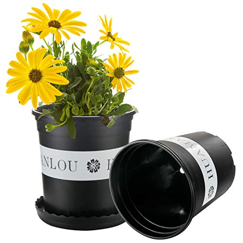 Flower Pot, ZOUTOG 1 Gallon Planters, Nursery Pots with Drainage Hole and Tray, Pack of 10, Plants not Included, Black - Thumbnail 4