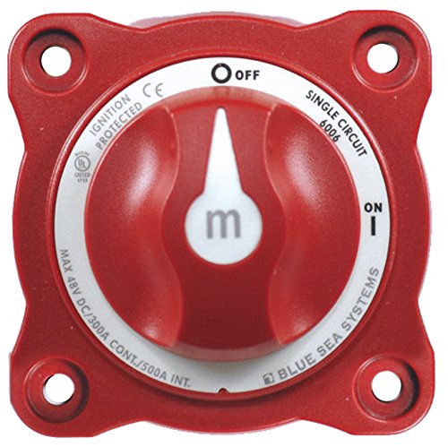 Blue Sea Heavy Duty Red Battery Cut Off Isolator Switch With Removeable Knob For A Single Battery