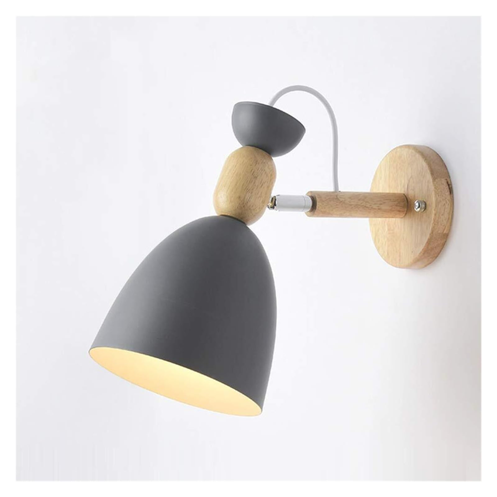 KHUKHU E26 Vintage Indoor Wall Sconces Light Retro Metal Wood Wall Lamp for Bedroom, Living Room, Bathroom, Corridor, Stairs(Grey)