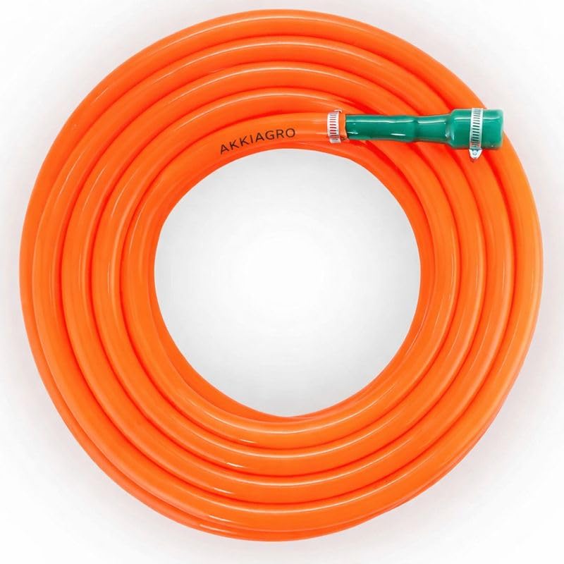 AKKIAGRO 1/2 Inch Foam hose pipe with 1 Tap Connector & 1 SS hose clamps, used for Gardening, Car wash, Bike wash, Floor cleaning (Orange, 30 Meter)