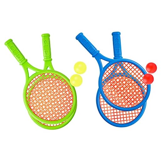 Raquetas Tenis de PláStico Raqueta de Tenis para NiñOs con 4 Raquetas, 4 Pelotas de Tenis, 26.5 * 14 cm, Adecuada para Que Los NiñOs Jueguen Juegos Interactivos Al Aire Libre o En Interiores