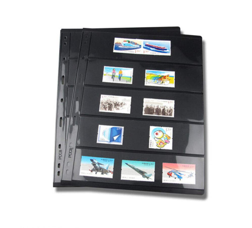 10PCS / Lot sellos líneas cuadrícula página de PVC transparente del álbum de sellos interior de hojas sueltas de los titulares de sellos sin incluir la cubierta PCCB, 5 líneas negro