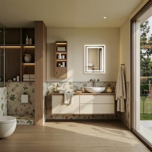 Image of 20x28 LED Bathroom Mirror with Anti-Fog, Backlit & Front Lit, Memory | Stepless Dimmable 3 Color CRI 95+ Shatterproof Tempered Glass ETL Listed for Safety Lighted Bathroom Vanity Mirror for Wall