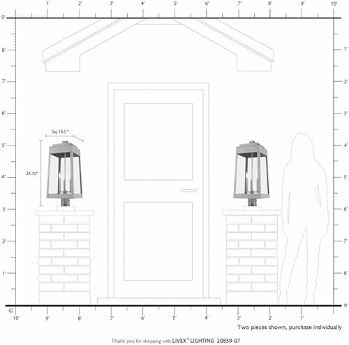 Miniatura 8 de Livex Lighting 20859-04 Oslo - Lámpara de techo para exteriores (3 luces, 24,75", acabado negro con cristal transparente)