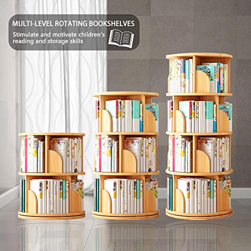 Rotating Bookshelf, 4 Tier 360° Revolving Bookcase Corner Pvc Wood Plastic Board Swivel Bookcase,Stackable Bookshelf Organizer,Display Cabinet For Office Home Living Room Study(51“X18.1”X18.1“) #TOP3