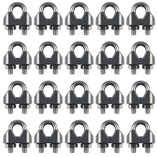 Favordrory 20PCS 1/8 Inch M3 Stainless Steel Wire Rope Cable Clip Clamp