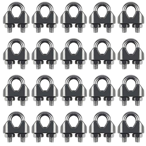 Favordrory 20PCS 1/8 Inch M3 Stainless Steel Wire Rope Cable Clip Clamp