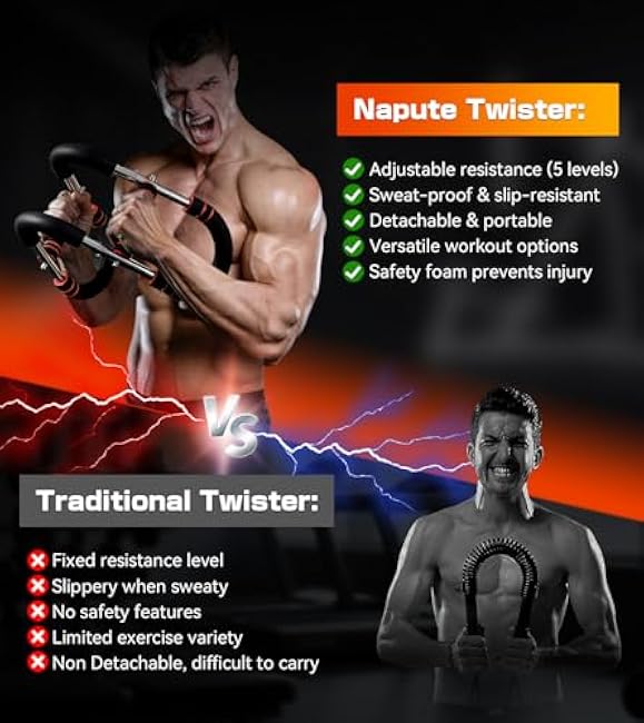 Twister arm Trainer, 40-120lb Adjustable Resistance Forearm Power Exercise bar, Chest Workout Equipment, pectoralis spinalis Device, Portable Detachable