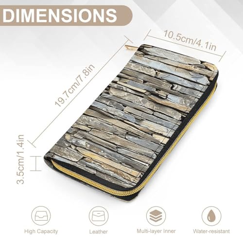 Womens Leather Wallets Wall Made of Stone Slabs Wallet for Women Large Capacity Card Phone Holder Ladies Purse2