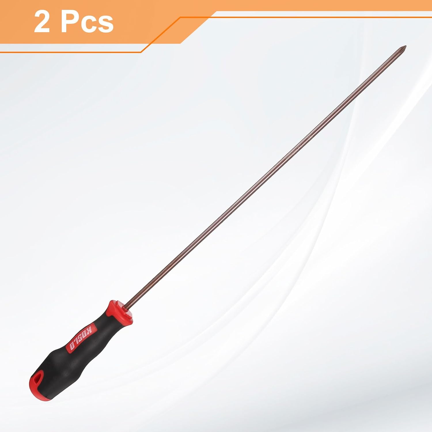 HARFINGTON 2pcs PH1 Phillips Screwdriver #1 15.75" Magnetic Screwdrivers 3.94" Heat-Treated S2 Alloy Steel with Ergonomic Handle for DIY Repairing, Red Brown image 3