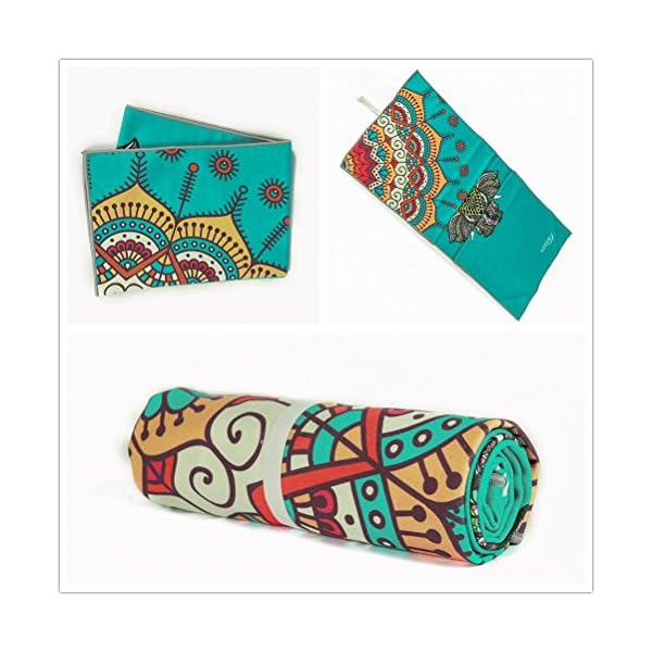 UCOOLY Yoga Towel,Microfiber Mat Towels w Free Spray Bottle and Smart Corner Pocket, Non Slip,Super Soft Sweat Absorbent Towel for Hot Yoga,Pilates and Fitness 24x72 (Elephant-Blue)